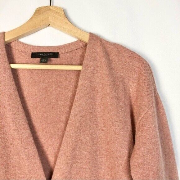 Ann Taylor Petites Mauve Pink Wool Mid Length Cardigan Sweater SP - Picture 3 of 3